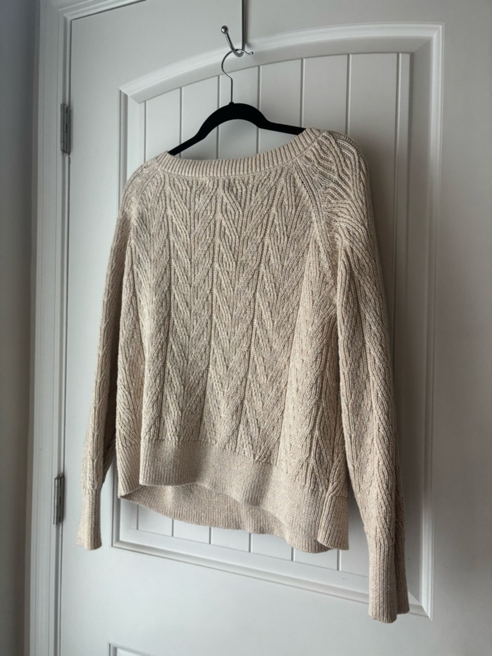 Old Navy Cream Cable Knit Oversized Sweater Women's Large Cozy - Picture 4 of 4